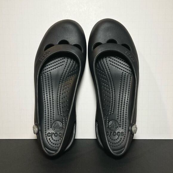 Womens CROCS Black Slip On Ballet Flats / Size 7 - Picture 6 of 9